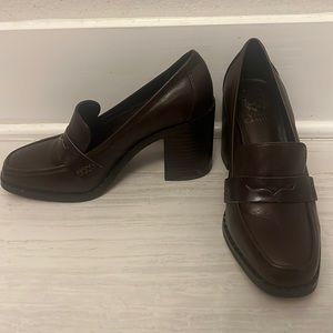 Vince Camuto brown chunky heel loafers